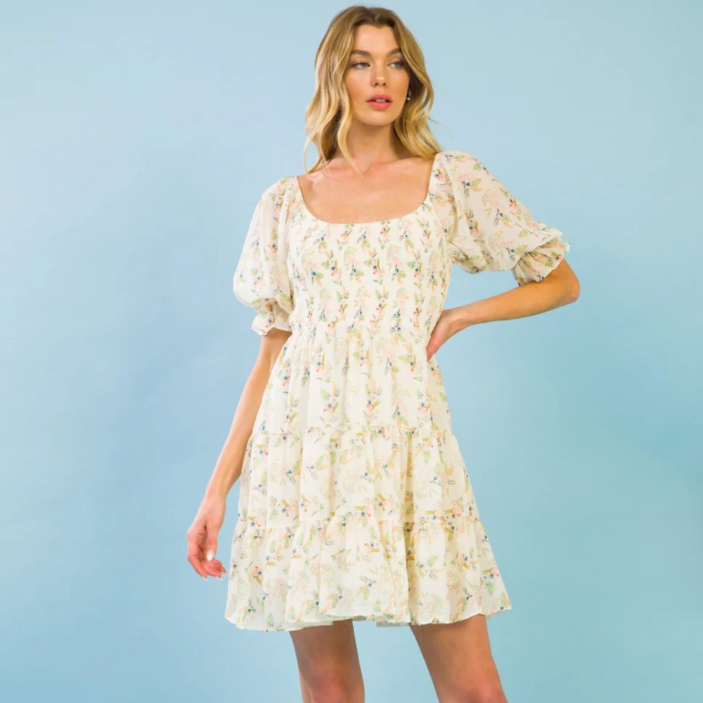 Flying Tomato Ivory Floral Mini Dress
